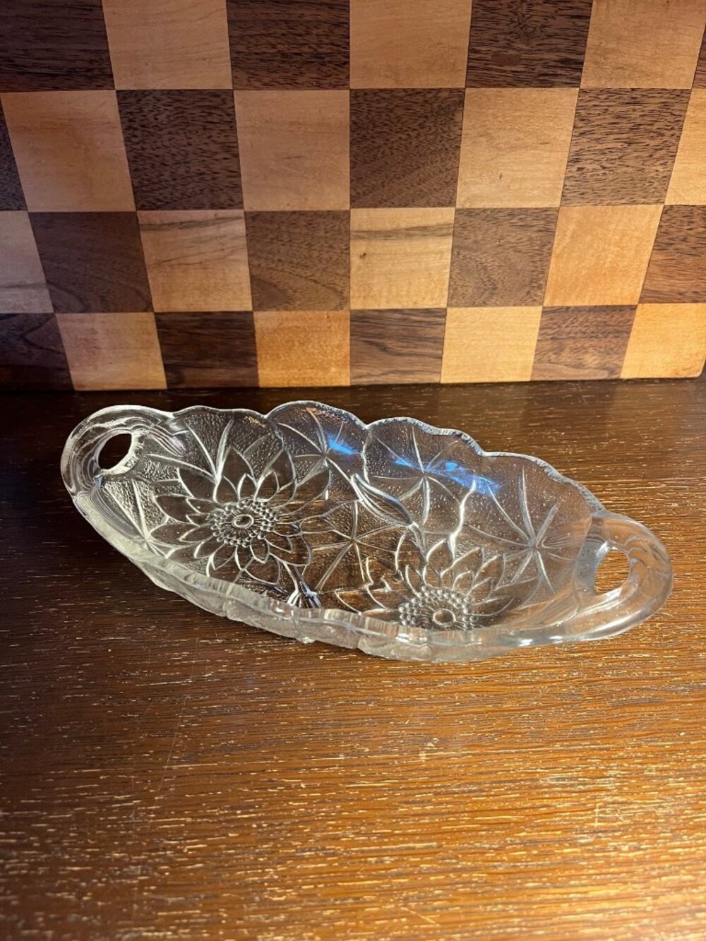 Vintage Indiana Glass Floral Serving Dish A1256